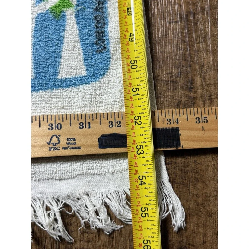 Vintage Rare Montero Zodiac Horoscope Blue Green Beach Towel Signs Fringe VGUC